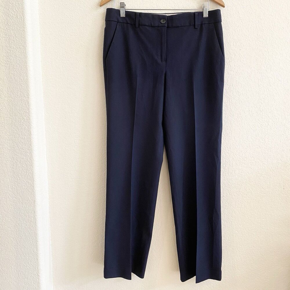 Talbots 8 Navy Blue‎ Windsor Slacks Pants Straight Hi Rise Stretch Career 33x29